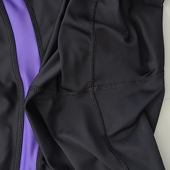 Tek Gear Fit & Flare Black with Purple Detailing Yoga Pants Size Large - Picture 5 of 12
